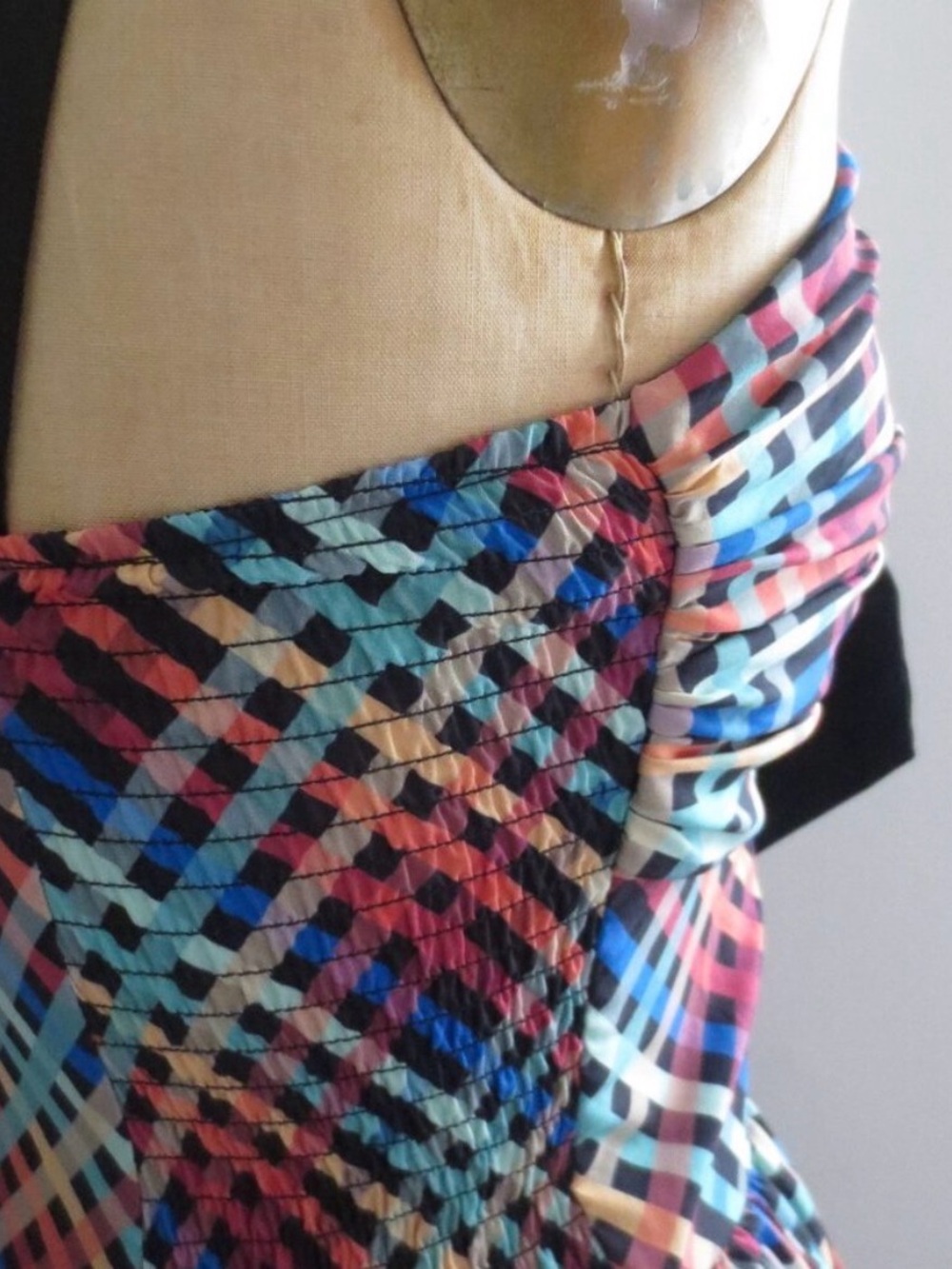 Unique Vintage NWT Madras Rainbow Print Sun Dress Retro 1940s 1950s Style sz Lg - Picture 6 of 11